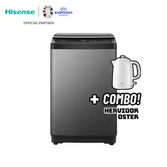 HISENSE - LAVADORA SMART FUZZY 10 KG CARGA SUPERIOR GRIS - WT3J1023UT + HERVIDOR OSTER BLANCO
