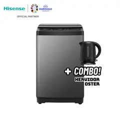 HISENSE - LAVADORA SMART FUZZY 10 KG CARGA SUPERIOR GRIS - WT3J1023UT + HERVIDOR OSTER NEGRO