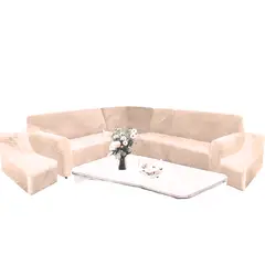 SALA FABULOSA - Funda Modular 6pzs Terciopelo con 6 fundas de cojines BEIGE NUDE