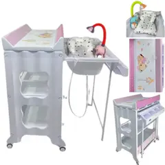 STOKKER BABY - Bañera cambiador + regadera cojín aquario ROSADO