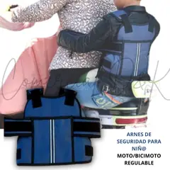 GENERICO - Arnes de SEGURIDAD AZUL para niño en moto y bicimoto