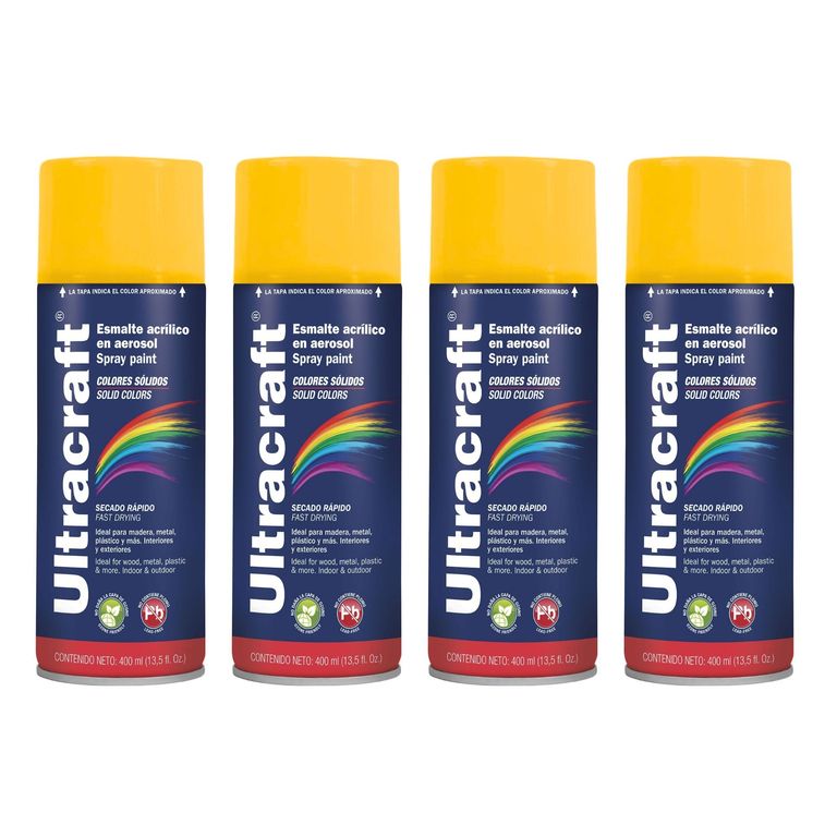 Pintura spray color amarillo CAT, pack 4 unidades ULTRACRAF