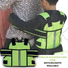 GENERICO - Arnes de SEGURIDAD VERDE para niño en moto y bicimoto