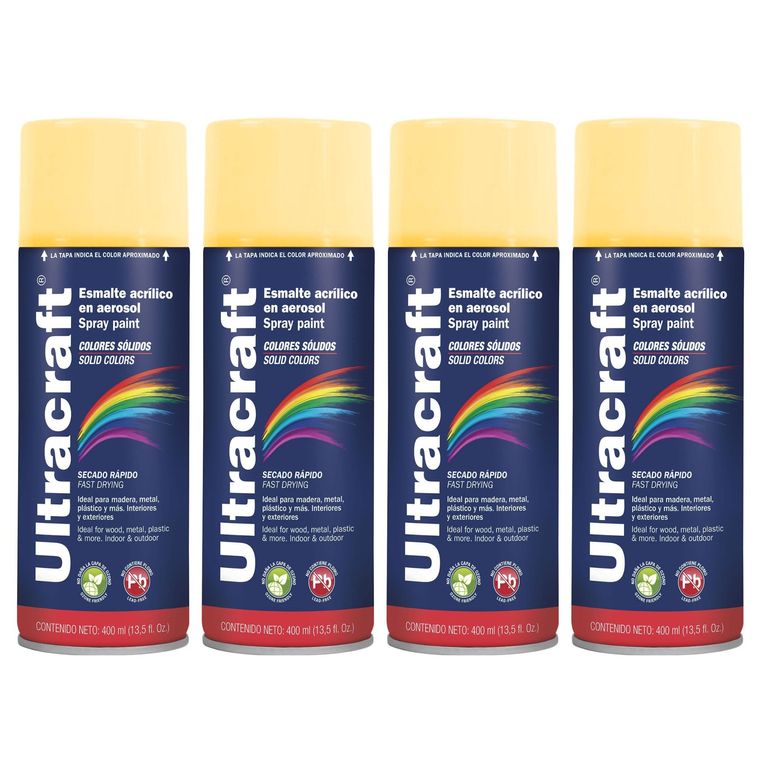 Pintura spray color marfil, pack 4 unidades ULTRACRAF