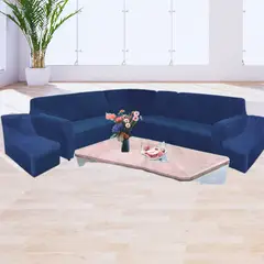 SALA FABULOSA - Funda Modular 6pzs Terciopelo con 6 fundas de cojines AZUL NOCHE