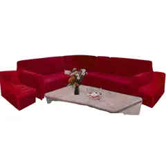 SALA FABULOSA - Funda Modular 6pzs Terciopelo con 6 fundas de cojines GUINDA