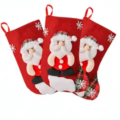 GENERICO - SET DE 3 BOTAS DECORADITAS DE PAPA NOEL ADORNO NAVIDAD