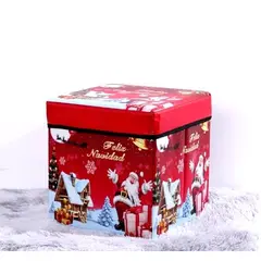 GENERICO - CAJA PUFF NAVIDEÑO RESISTENTE 30X30 CASA PAPA NOEL