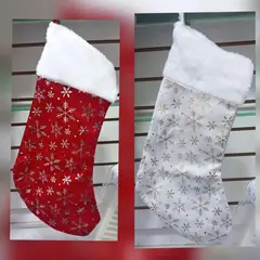 GENERICO - BOTA NAVIDEÑA BLANCO CON COPOS DE NIEVE