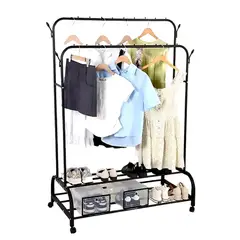 GENERICO - Colgador Perchero con Ruedas Doble Organizador y Repisa 160x110x56cm Blanco