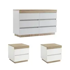 VENTITAS HOME - Combo Cómoda 6 Cajones + 2 Veladores Catriona