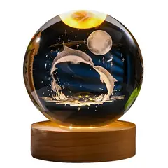 GENERICO - ESFERA DE CRISTAL LÁMPARA ADORNO DISEÑO DELFIN DECORATIVO 3D