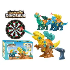 GENERICO - Juego Armable 3 dinosaurios+taladro eléctrico+Lanza Dardos