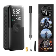 GENERICO - Inflador de Llantas Multiuso con Medidor de Presión Powerbank Portátil