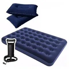 GENERICO - Colchón Inflable + Inflador + 2 Almohadas Camping