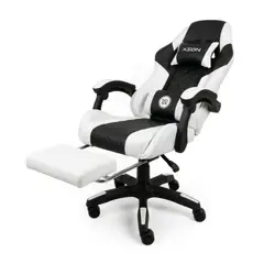 XION - SILLA GAMER ERGONÓMICA CON MASAJEADOR Y REPOSAPIÉS 135° TITAN BLANCO