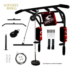 HOLGU - Barra 15 en 1 Dominadas + Sistema Polea Cable Resistencia