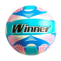 WINNER - PELOTA PARA VÓLEY TALLA 5 ACOLCHADA COSIDO CELESTE ROSADO