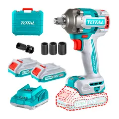 TOTAL TOOLS - LLAVE DE IMPACTO 400NM TOTAL 2BATS TIWLI2040 INALÁMBRICO - COMBO