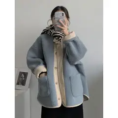 TIOZONEY - Chaqueta de manga larga para mujer - Azul