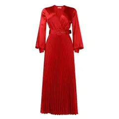 TIOZONEY - Falda plisada de mujer con cinturón