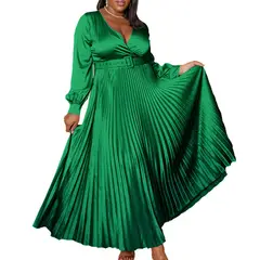 TIOZONEY - Falda plisada de mujer con cinturón