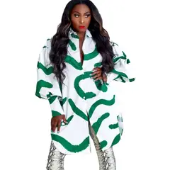 TIOZONEY - Vestido estampado con solapa para mujer