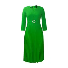 TIOZONEY - Vestido plisado de mujer con cuello en V y cinturón