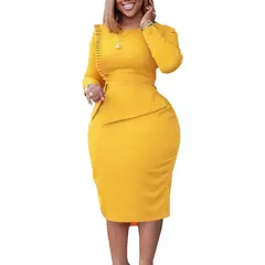 TIOZONEY - Vestido de mujer de manga larga y cuello redondo