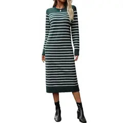 TIOZONEY - Falda larga de rayas de punto para mujer