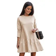 TIOZONEY - Vestido Midi Mujer -Beige