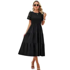 TIOZONEY - Vestido Largo Mujer-Negro