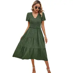 TIOZONEY - Vestido Largo Mujer-Verde