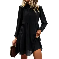 TIOZONEY - Vestido Midi Mujer -Negro