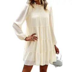 TIOZONEY - Vestido Midi Mujer -Beige