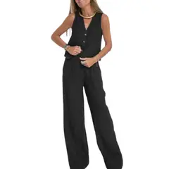 TIOZONEY - Blazer vest y pantalones casuales para mujeres Traje.