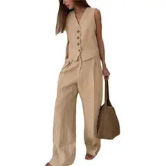 TIOZONEY - Blazer vest y pantalones casuales para mujeres Traje.