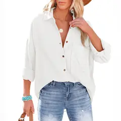 TIOZONEY - Camisa de mujer con cuello en V