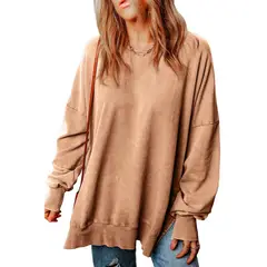 TIOZONEY - Sudadera de cuello redondo para mujer