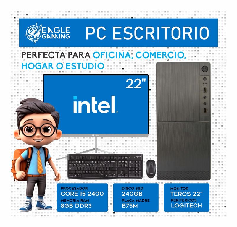 Computadora Pc Core i5 2400 2DA GEN SSD 240GB RAM 8GB MONITOR DE 22