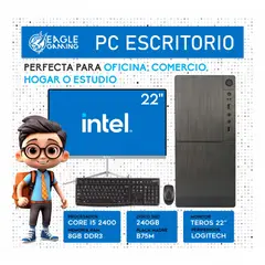 INTEL - Computadora Pc Core i5 2400 2DA GEN SSD 240GB RAM 8GB MONITOR DE 22