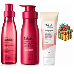 Natura - Kit cereza y avellana body splash y crema corporal + regalos: exfoliante y sorpresa