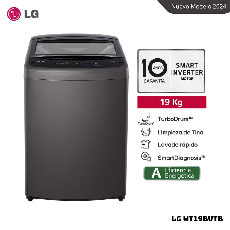 LAVADORA TURBODRUM 19 KG CARGA SUPERIOR NEGRO CLARO - WT19BVTB