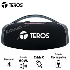 TEROS - Parlante Portatil 60 WATTS TE-6045N Negro bluetooth Recargable
