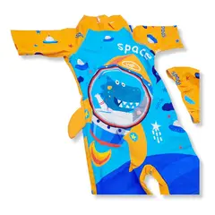 GENERICO - Ropa de Baño para Niño UV Celeste con Dinosaurio Astronauta en Nave