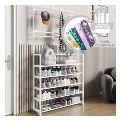 GENERICO - Zapatera Modelo Curvo en Tono Blanco Y+Papel de Regalo