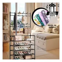 GENERICO - Zapatera Moderno en Color Negro Y+Papel de Regalo