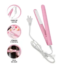 RYBIU IMPORT - Planchador Alisa en Chico Rosado Y+Regalo Ligas para Peinar