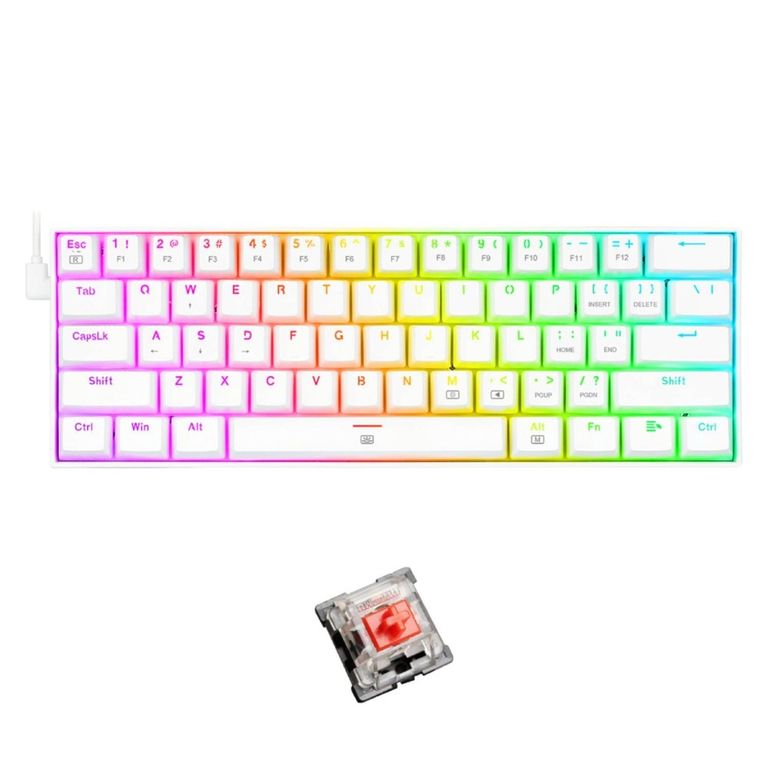 Teclado Mecánico K630WRGB-RD DRAGONBORN Blanco Switch red