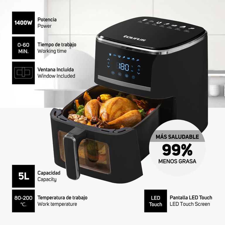 Freidora de Aire 5lts Mod Silver Fryer